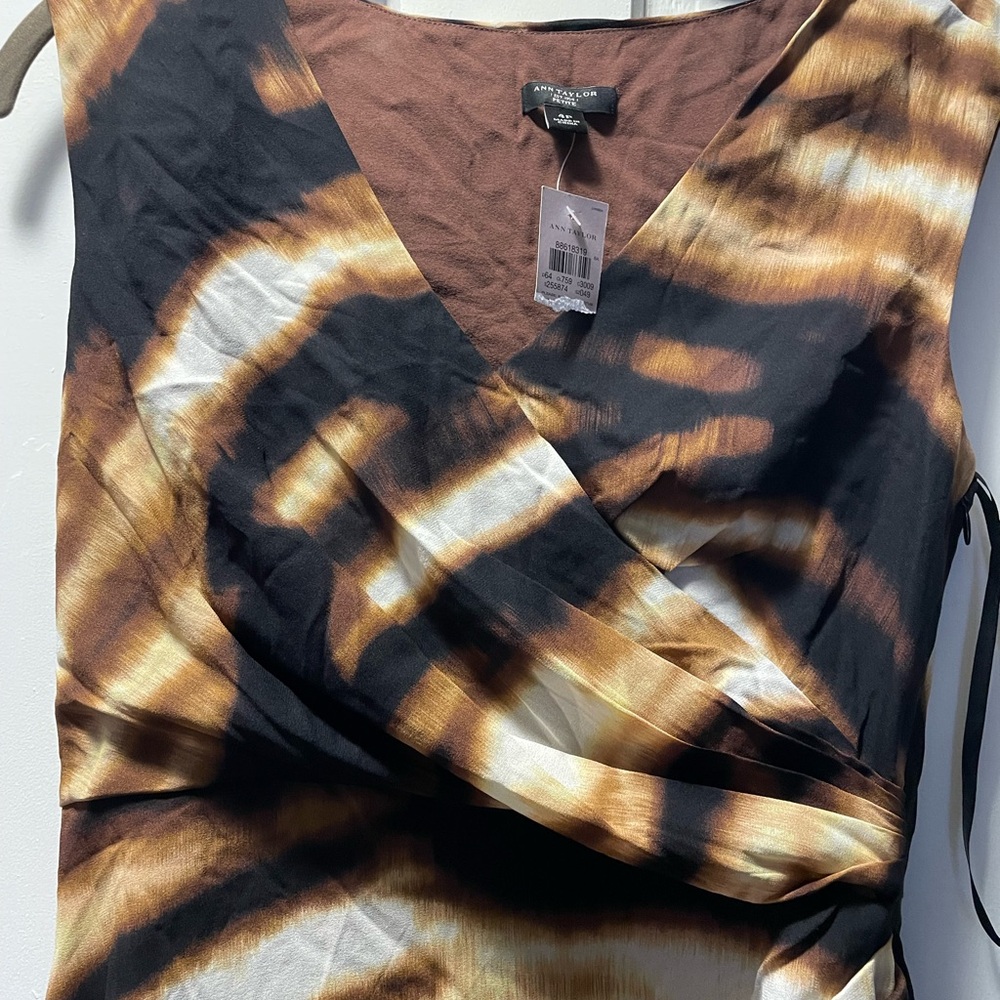 Ann Taylor Black and Brown Tie-Dye Midi Dress